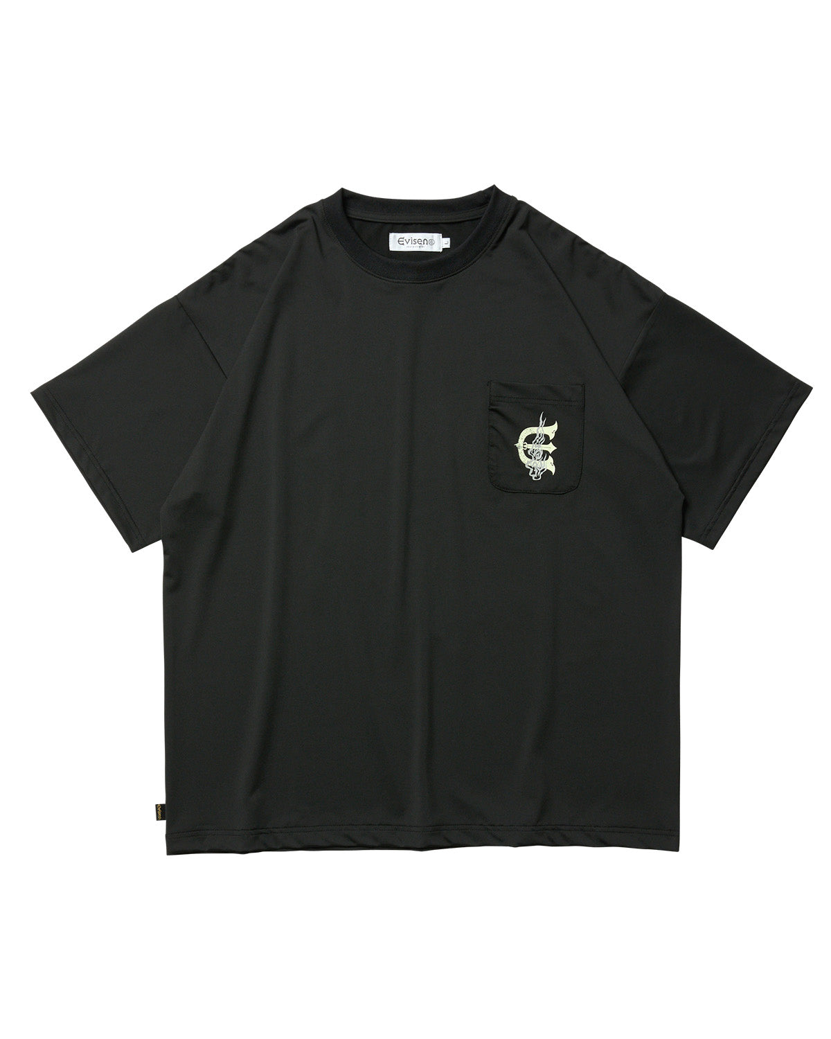 FIRE RECTANGLE LOGO POCKET TECH TEE - BLACK