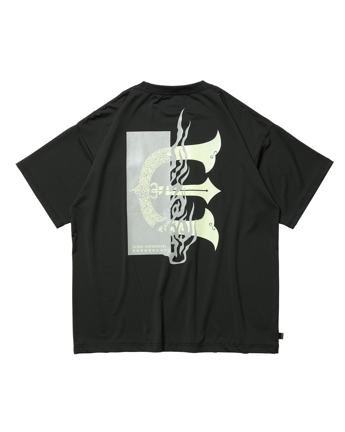 FIRE RECTANGLE LOGO POCKET TECH TEE - BLACK