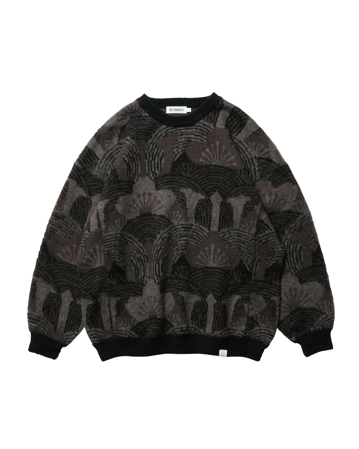 KABUTO MOHAIR CREW KNIT - BLACK / GREY