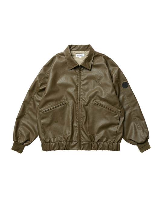 POSTMAN FAUX LEATHER JACKET - COFFEE BROWN