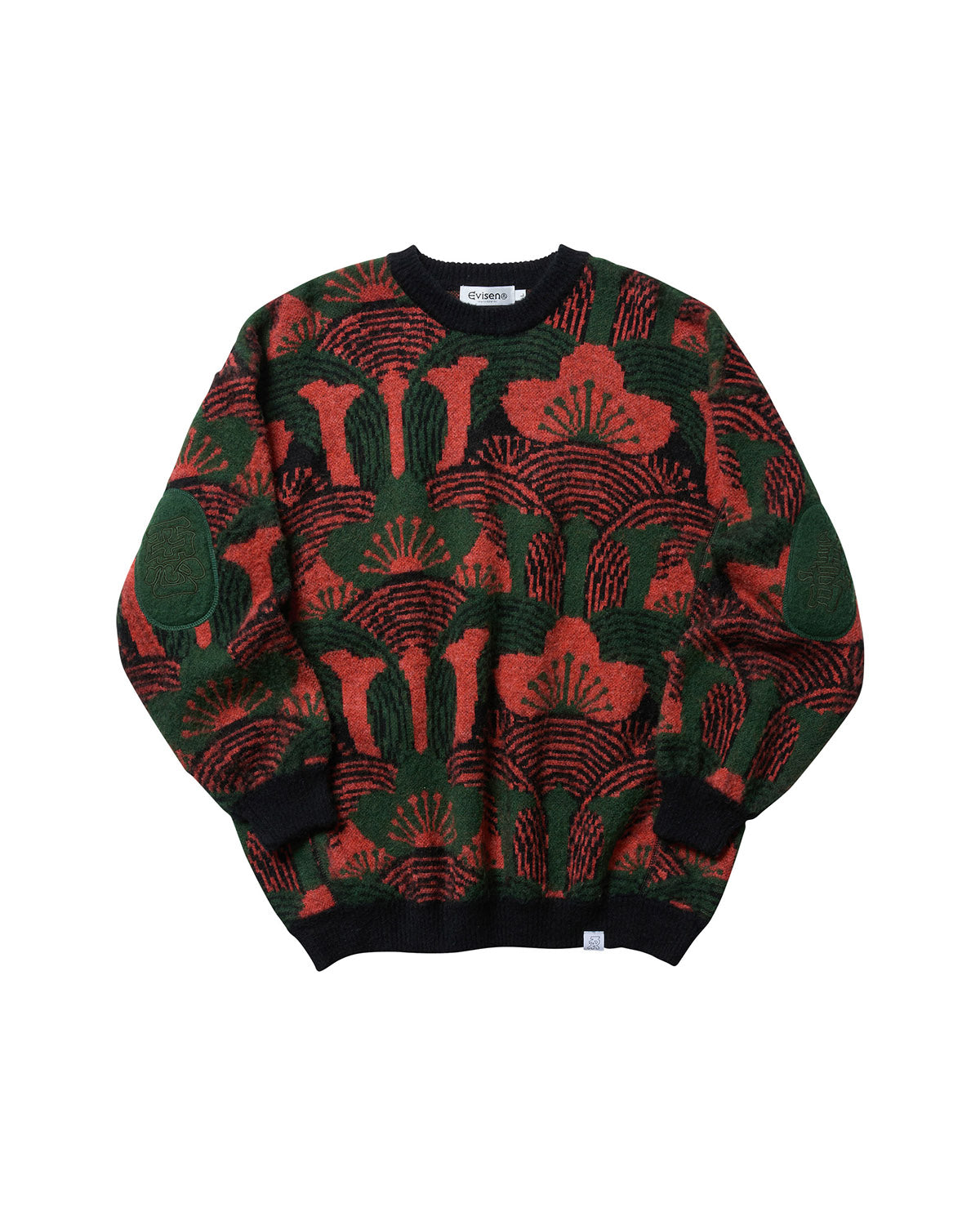 KABUTO MOHAIR CREW KNIT - ORANGE / GREEN