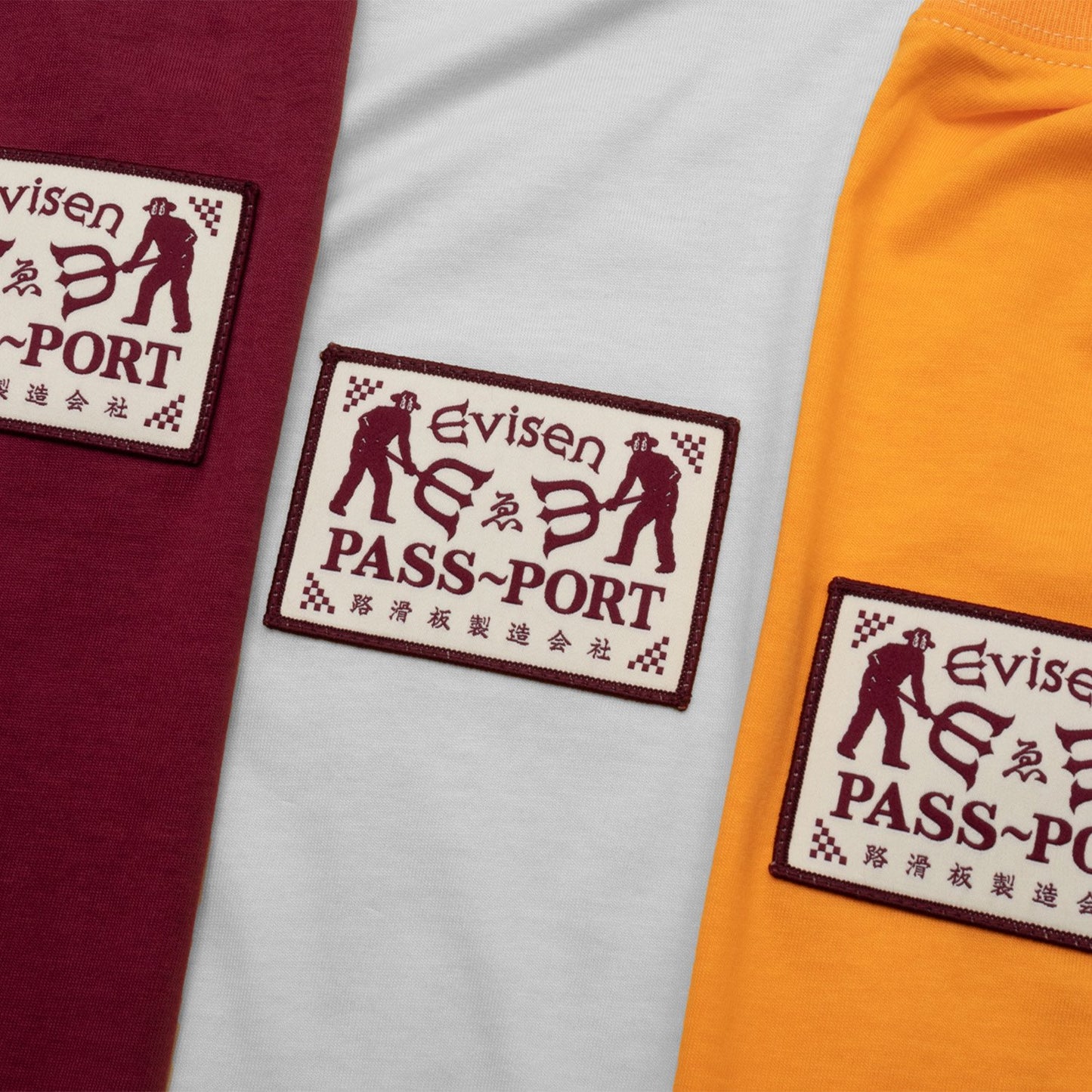 EVISEN x PASS~PORT LOGO LOCK UP TEE - BURGUNDY