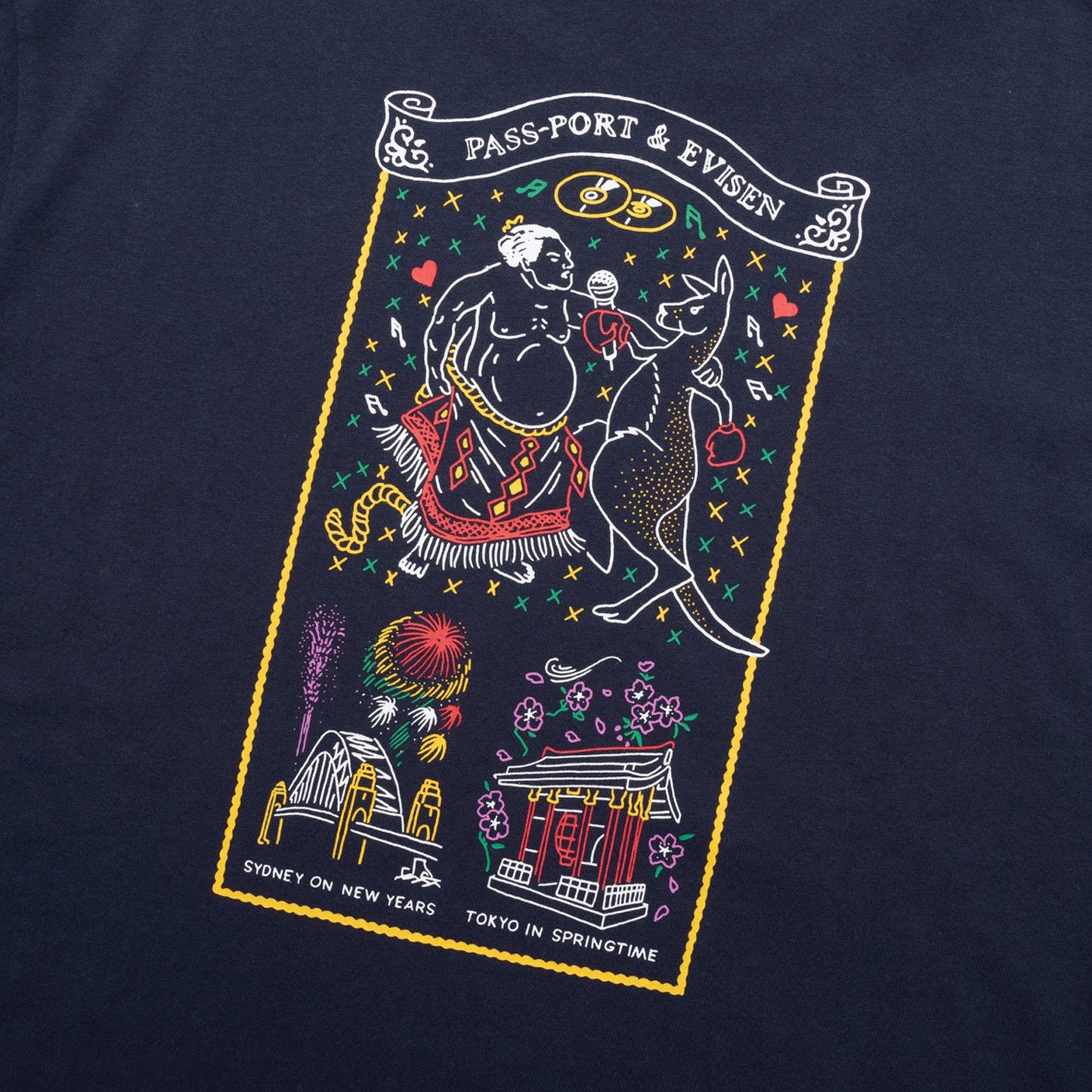 EVISEN x PASS~PORT KARAOKE TEE - NAVY