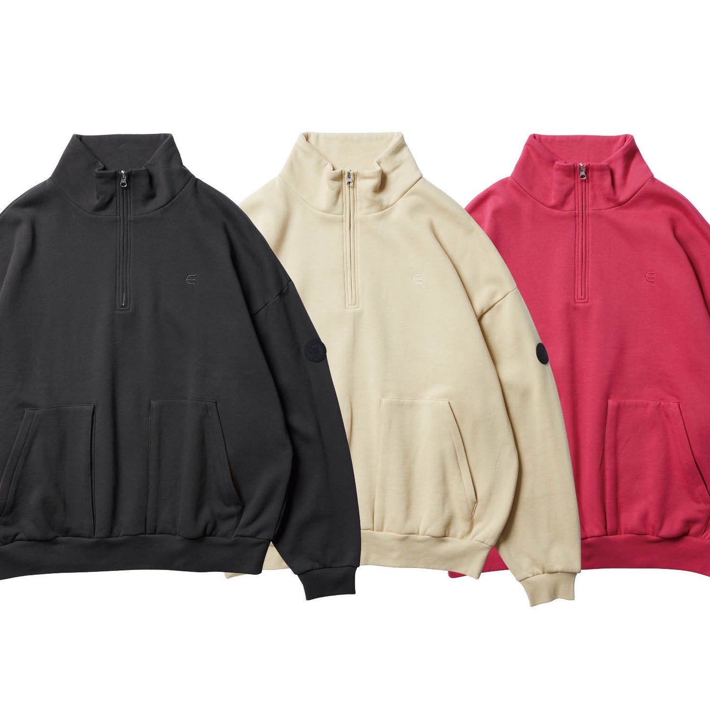 POCKET ZIP-UP SWEATSHIRT - BEIGE