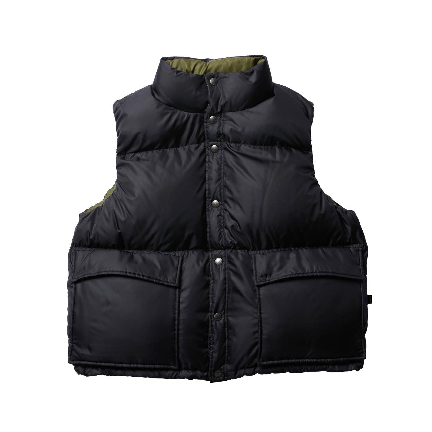 FUJI REVERSIBLE DOWN VEST - BLACK/OLIVE – Evisen Skateboards ゑ