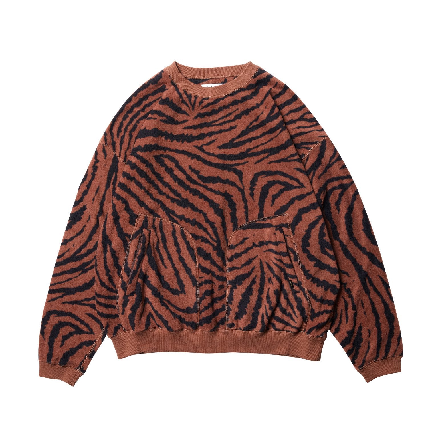 ZEBRA FLEECE CREW SWEATSHIRT - BROWN