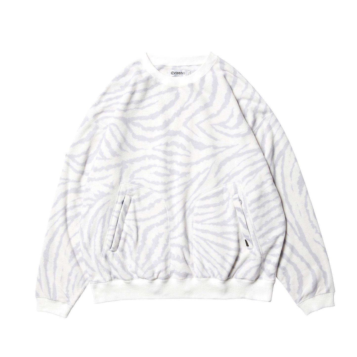 ZEBRA FLEECE CREW SWEATSHIRT - LIGHT BLUE