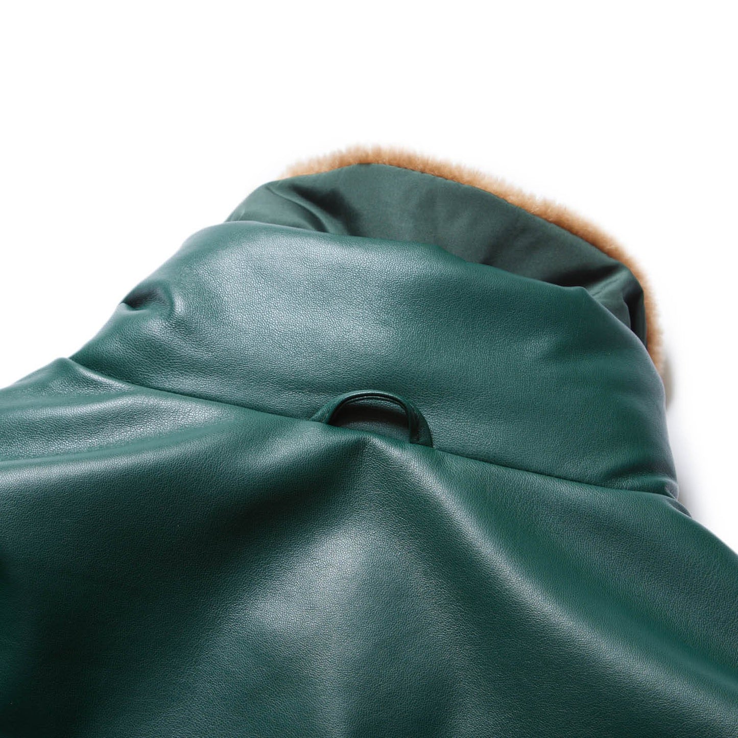 2-WAY COLLAR LEATHER DOWN JACKET - GREEN // Online exclusive color