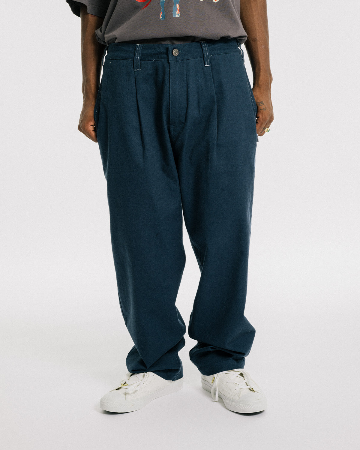 BOHEMIAN COTTON PANTS - NAVY