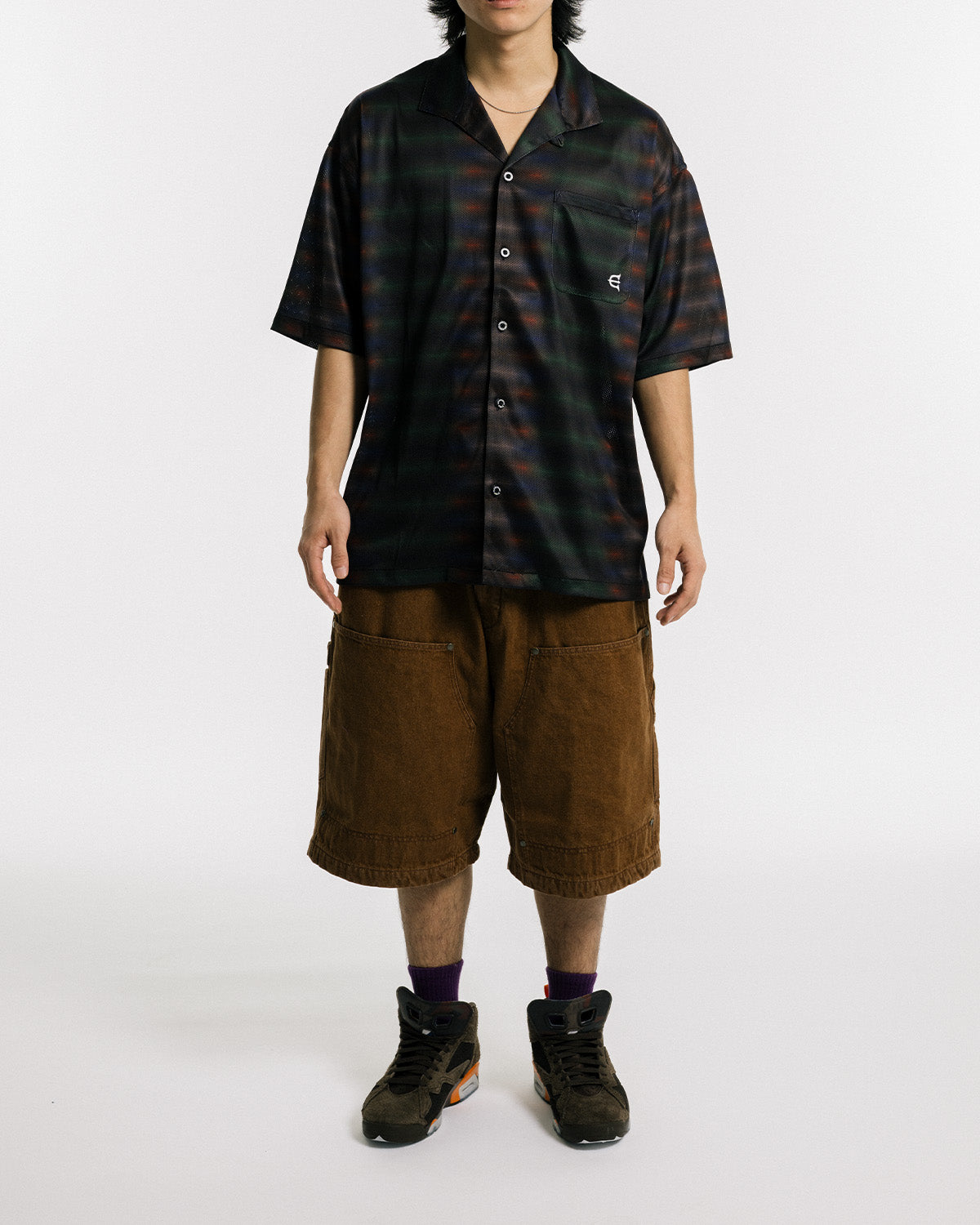 BORDER MESH SHIRT - BLACK