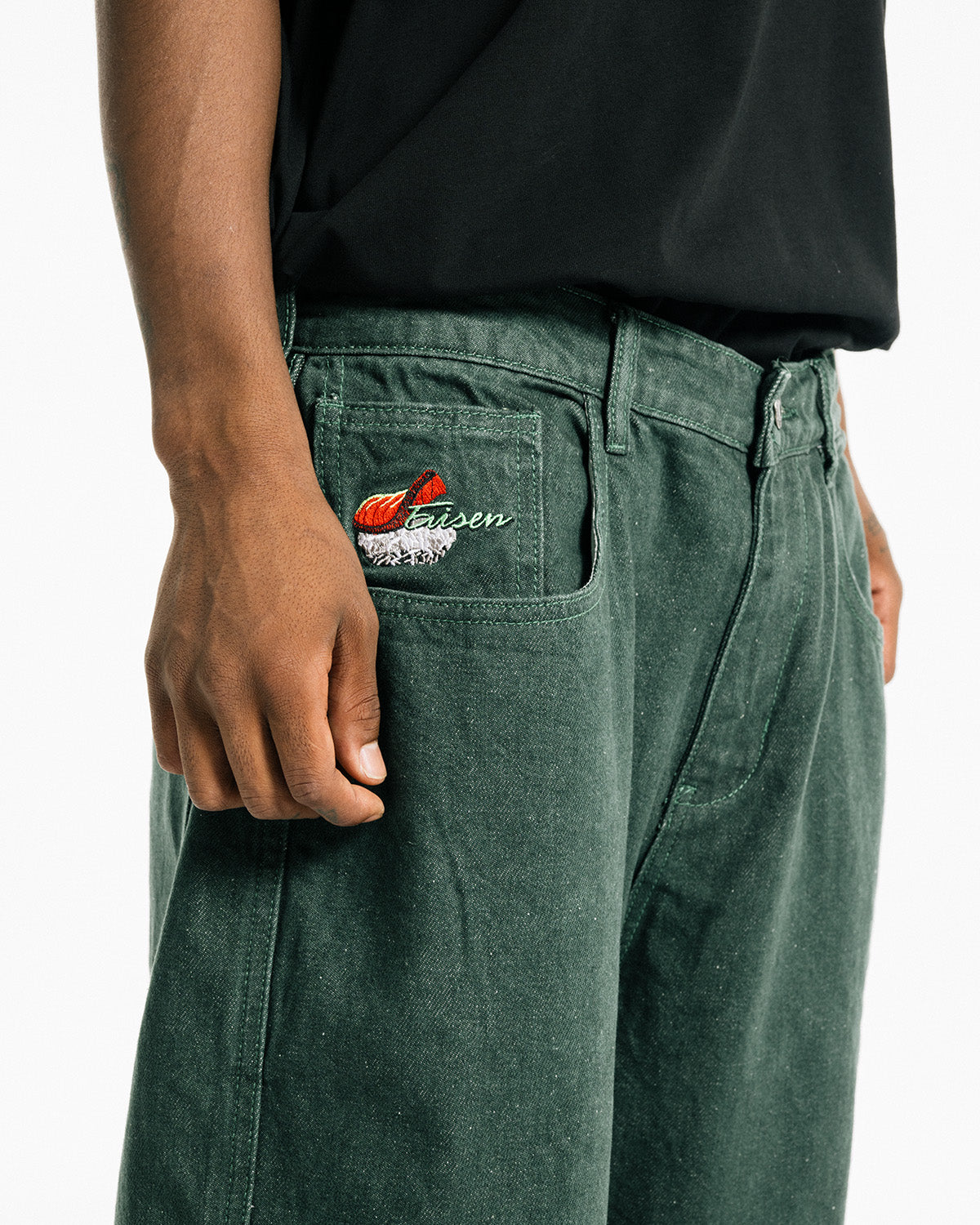 SUSHI DENIM SHORTS - LIGHT GREEN
