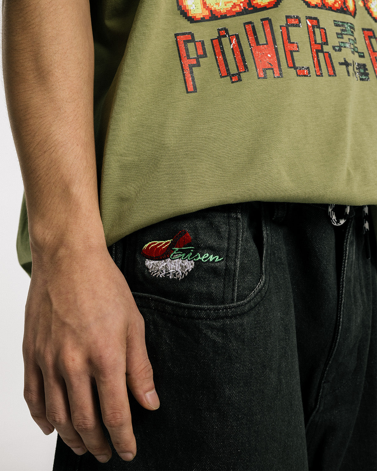 SUSHI DENIM SHORTS - LIGHT BLACK