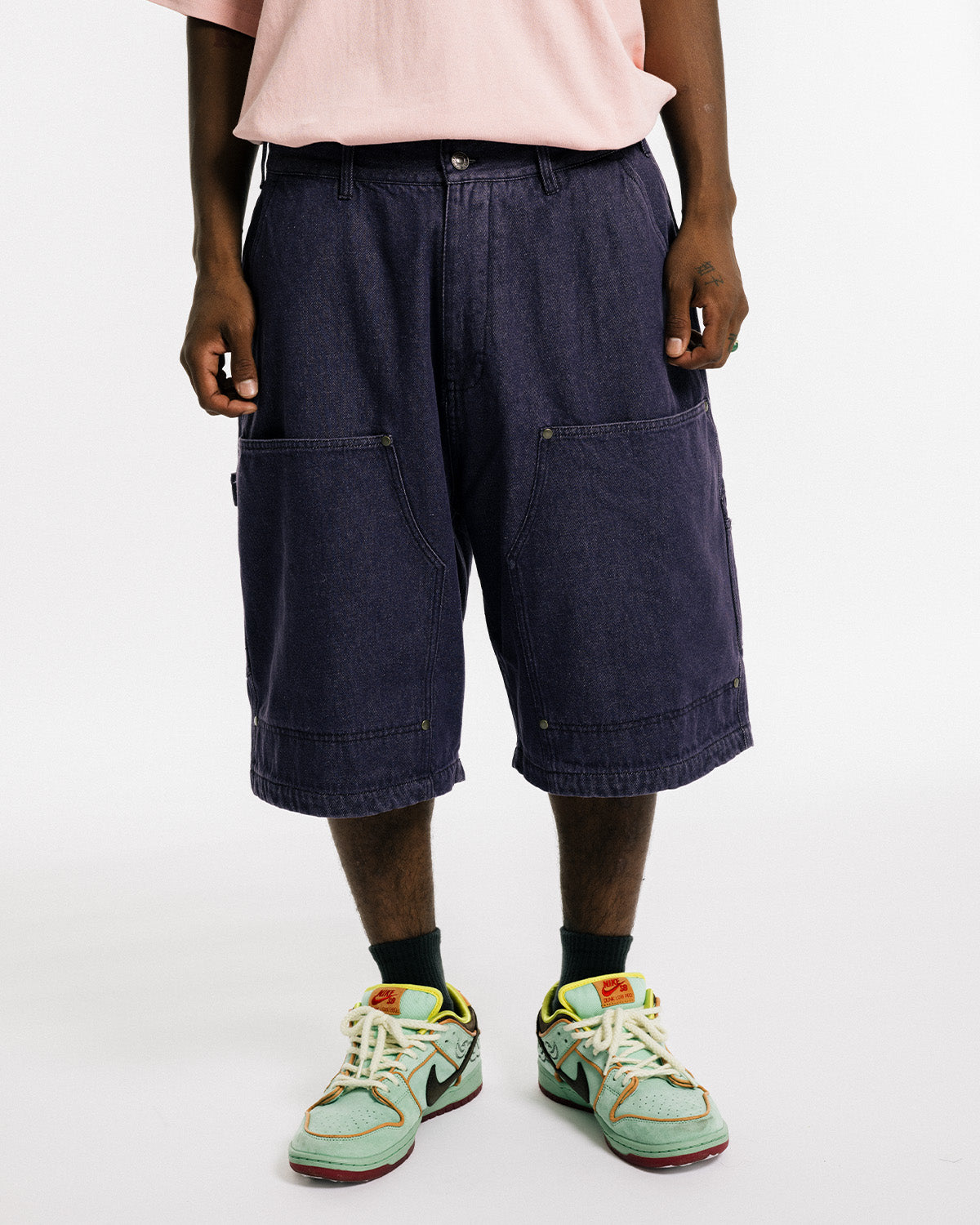 COLORED DEMIN WORK SHORTS - PURULE