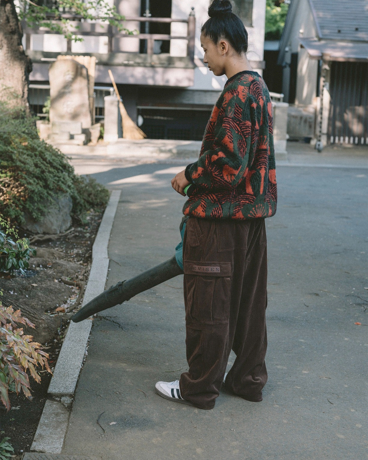 KABUTO MOHAIR CREW KNIT - ORANGE / GREEN