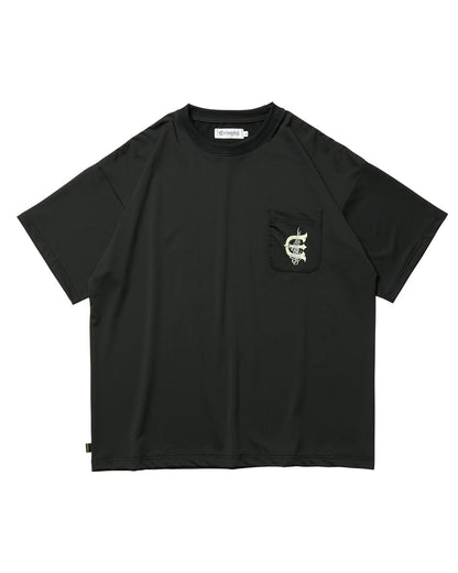 FIRE RECTANGLE LOGO POCKET TECH TEE - BLACK