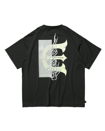 FIRE RECTANGLE LOGO POCKET TECH TEE - BLACK