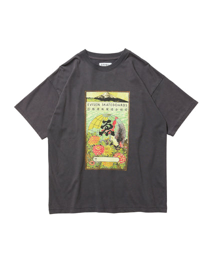 GLOBE LABEL TEE - CHARCOAL