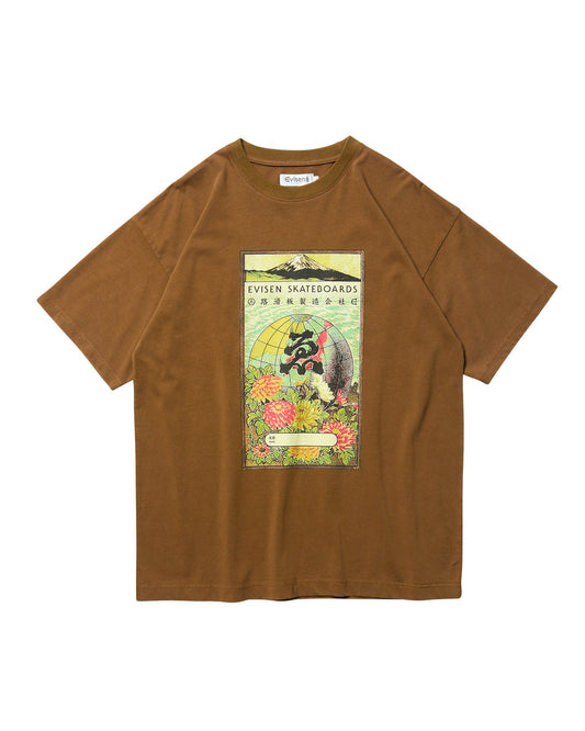 GLOBE LABEL TEE - BROWN