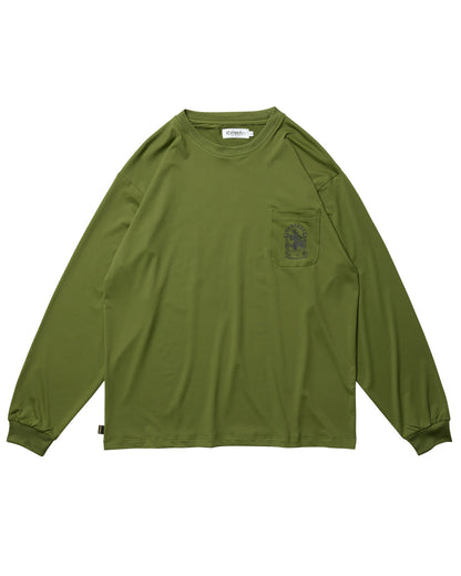 EMBLEM POCKET TECH LS TEE - FOREST