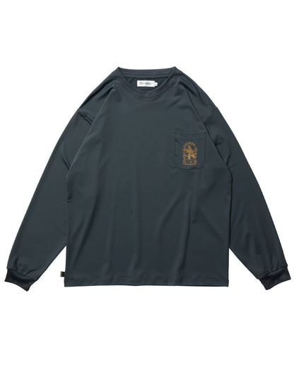 EMBLEM POCKET TECH LS TEE - DARK NAVY