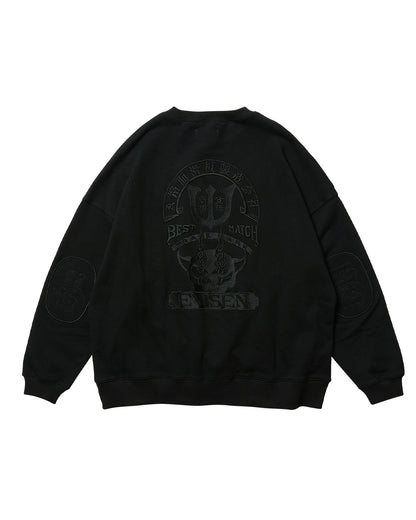 TIGER MATCH EMBLEM CREW SWEAT - BLACK