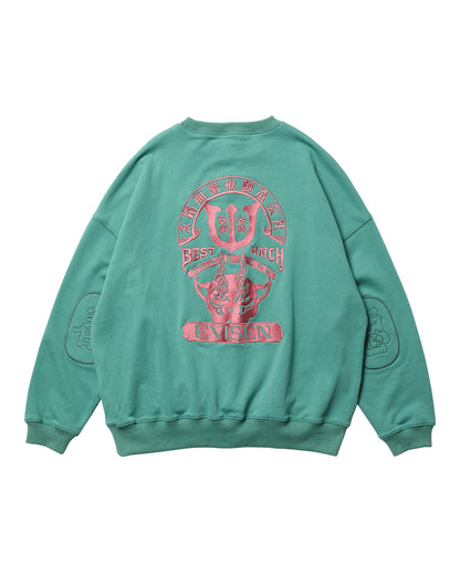 TIGER MATCH EMBLEM CREW SWEAT - TURQUOISE