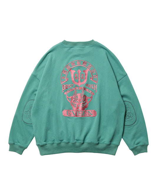 TIGER MATCH EMBLEM CREW SWEAT - TURQUOISE