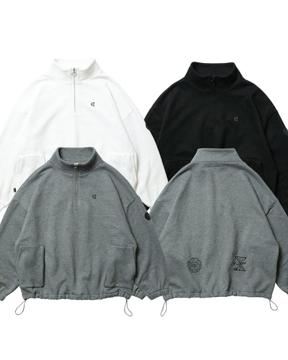 MIND LAND HALF ZIP SWEAT - BLACK