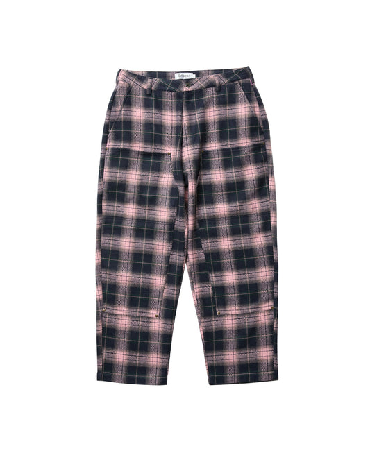 CHECK WOOL PAINTER PANTS - PINK