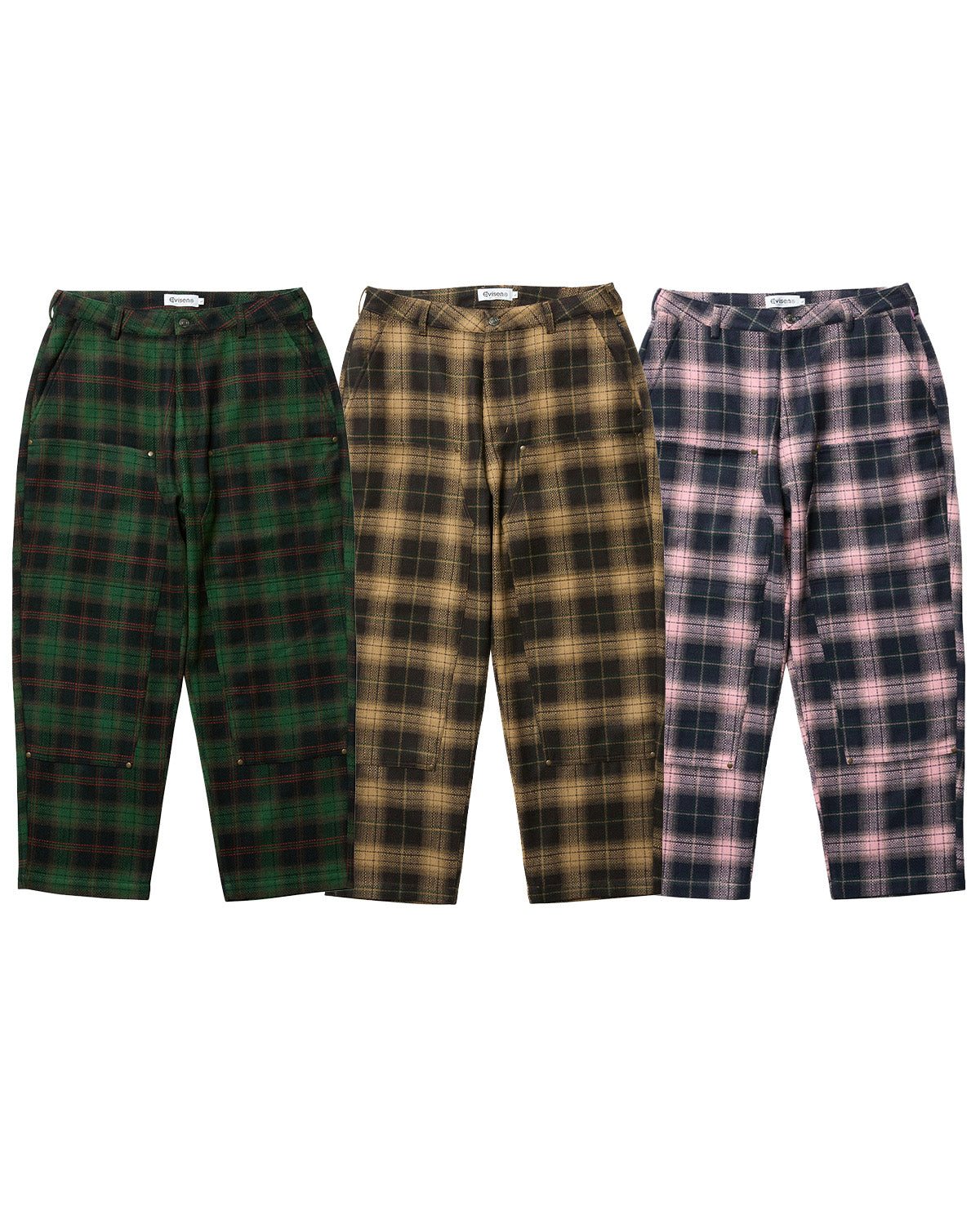 CHECK WOOL PAINTER PANTS - YELOW