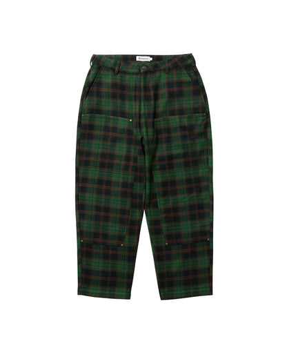CHECK WOOL PAINTER PANTS - GREEN