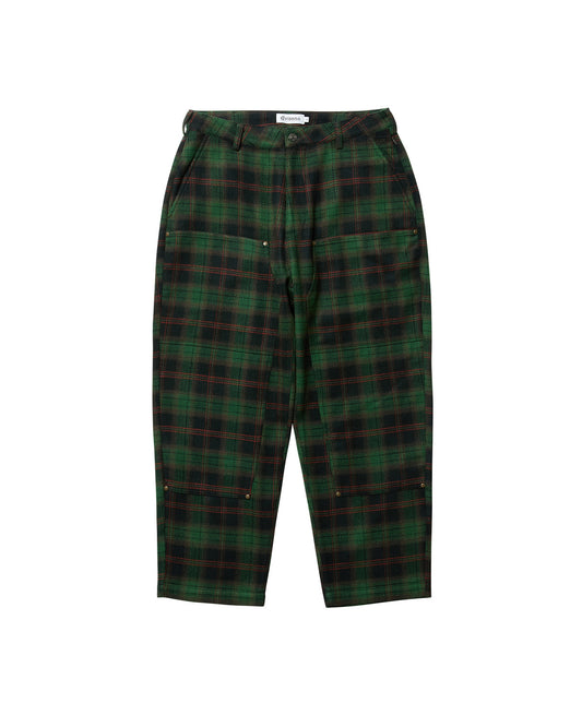 CHECK WOOL PAINTER PANTS - GREEN