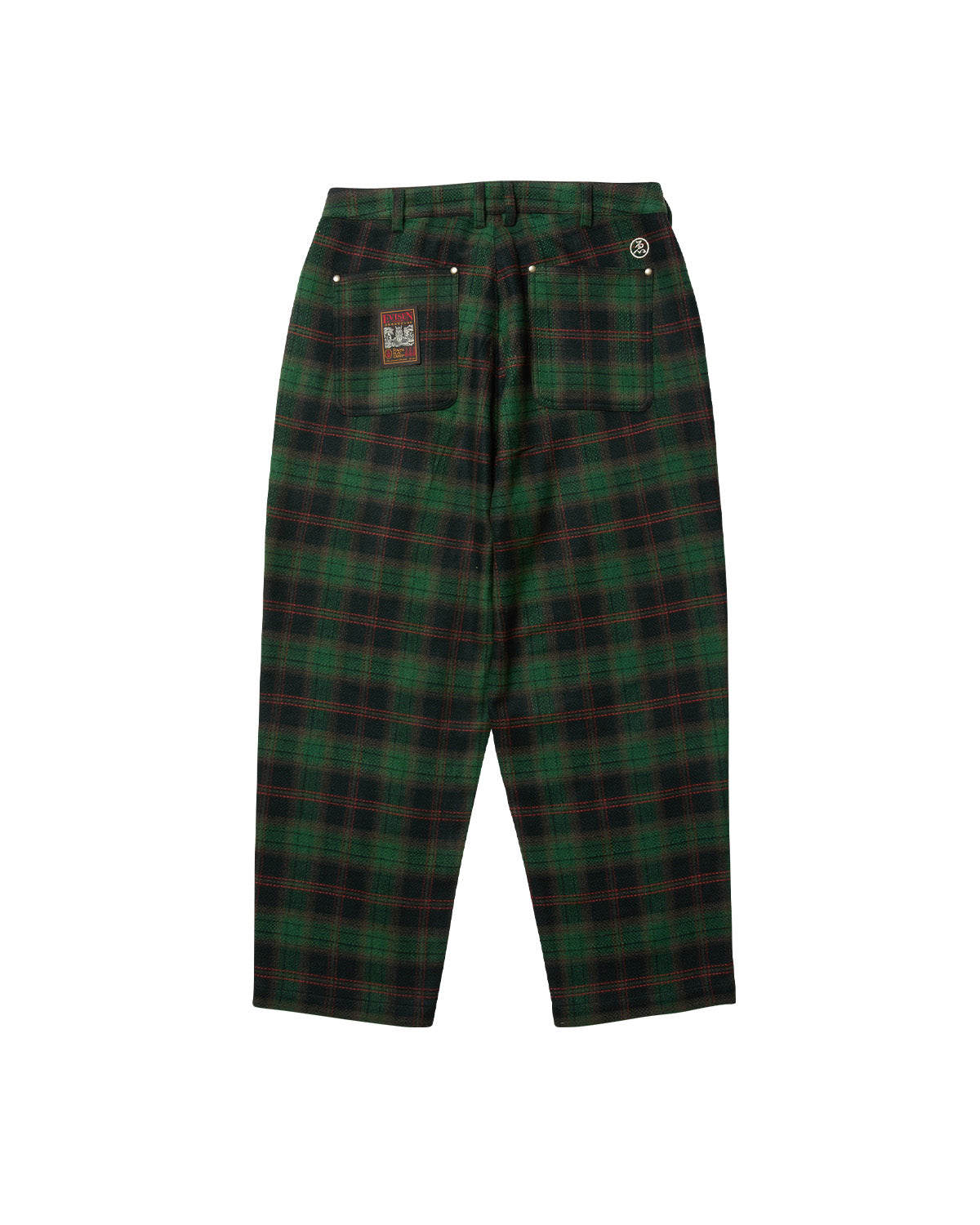 CHECK WOOL PAINTER PANTS - GREEN