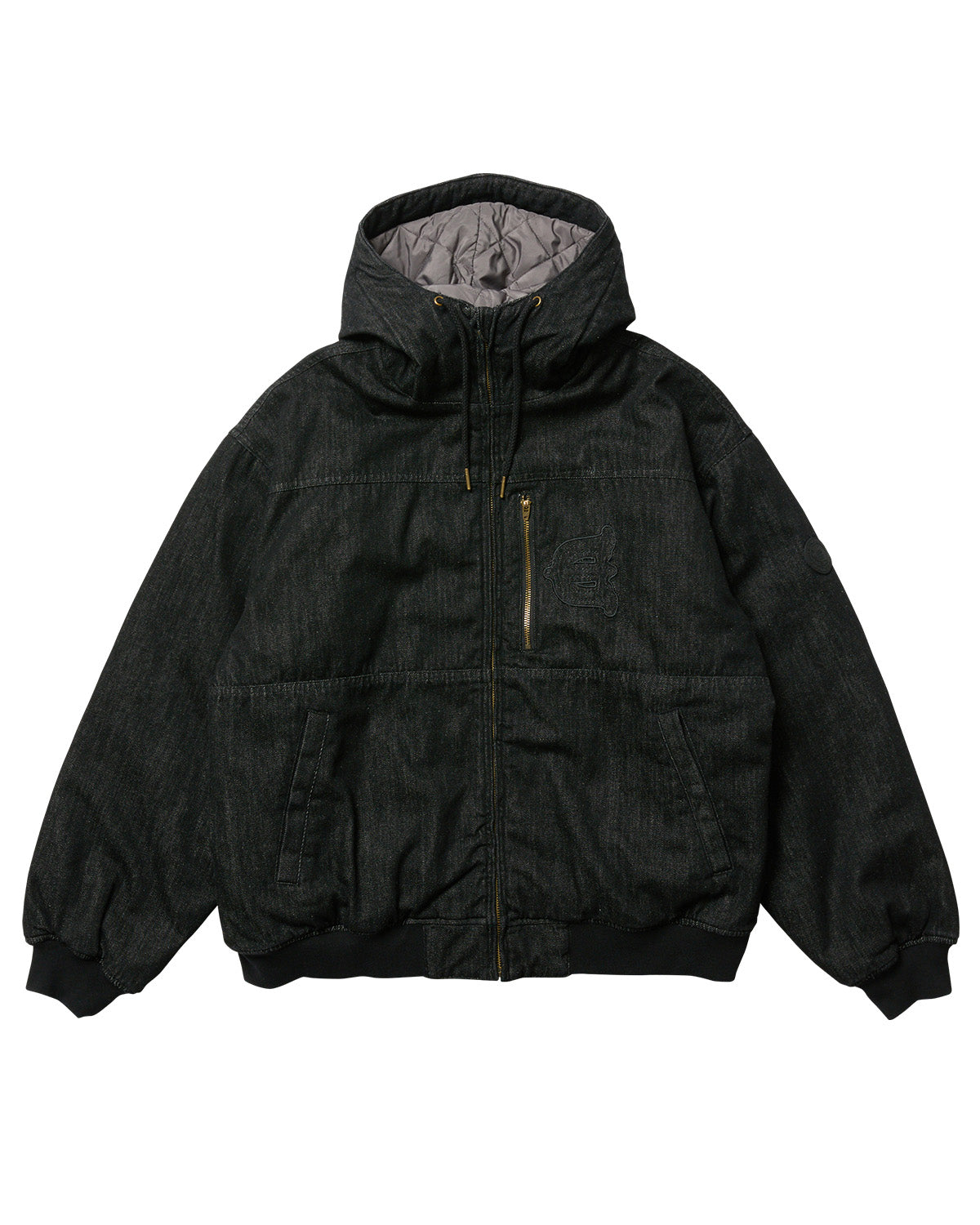 EYE FIRE DENIM PUFF JACKET - BLACK