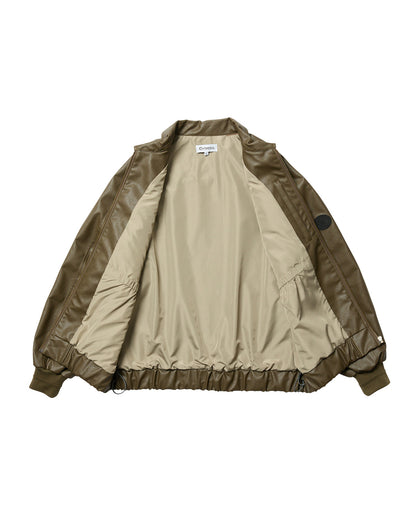 POSTMAN FAUX LEATHER JACKET - COFFEE BROWN