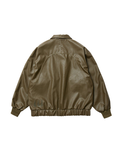 POSTMAN FAUX LEATHER JACKET - COFFEE BROWN