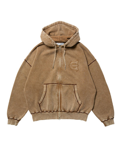 LOGO ZIP HOODIE - MOCHA
