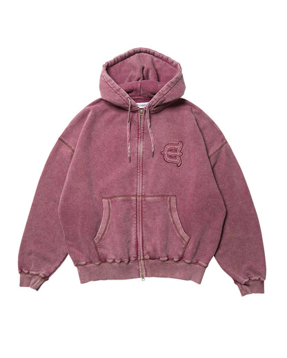 LOGO ZIP HOODIE - BURGUNDY