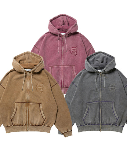 LOGO ZIP HOODIE - MOCHA