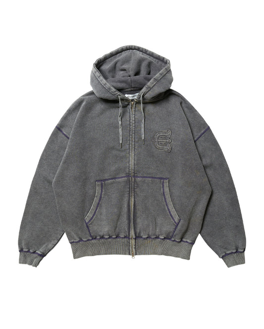 LOGO ZIP HOODIE - CHARCOAL