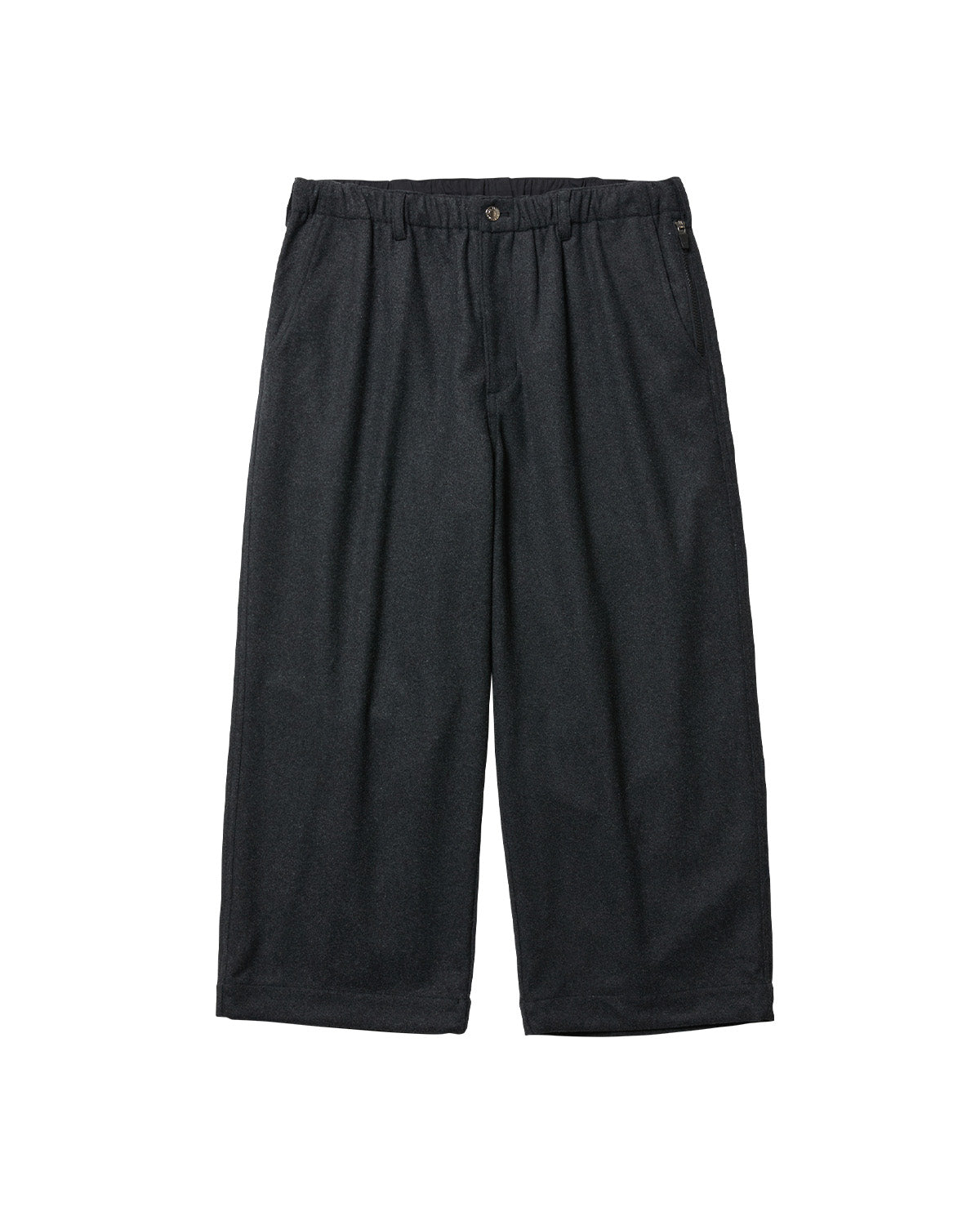 2-WAY WOOL WIDE PANTS - CHARCOAL