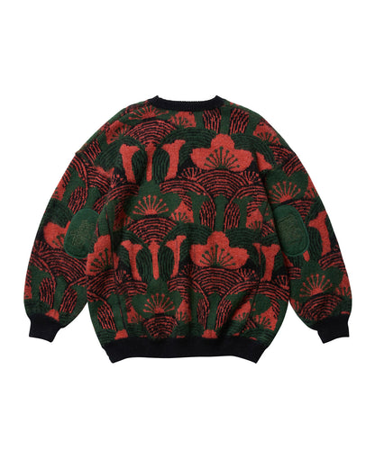 KABUTO MOHAIR CREW KNIT - ORANGE / GREEN