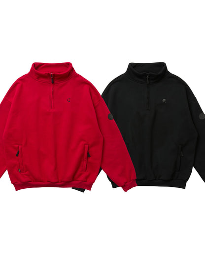LOGO HALF ZIP SWEAT - BLACK