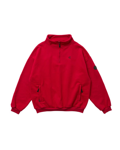 LOGO HALF ZIP SWEAT - RED