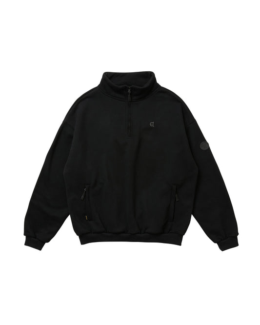 LOGO HALF ZIP SWEAT - BLACK