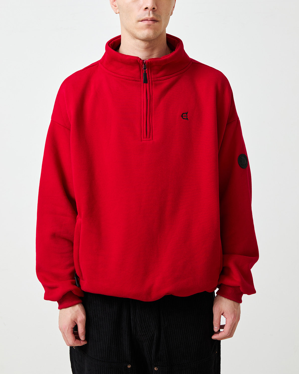 LOGO HALF ZIP SWEAT - BLACK