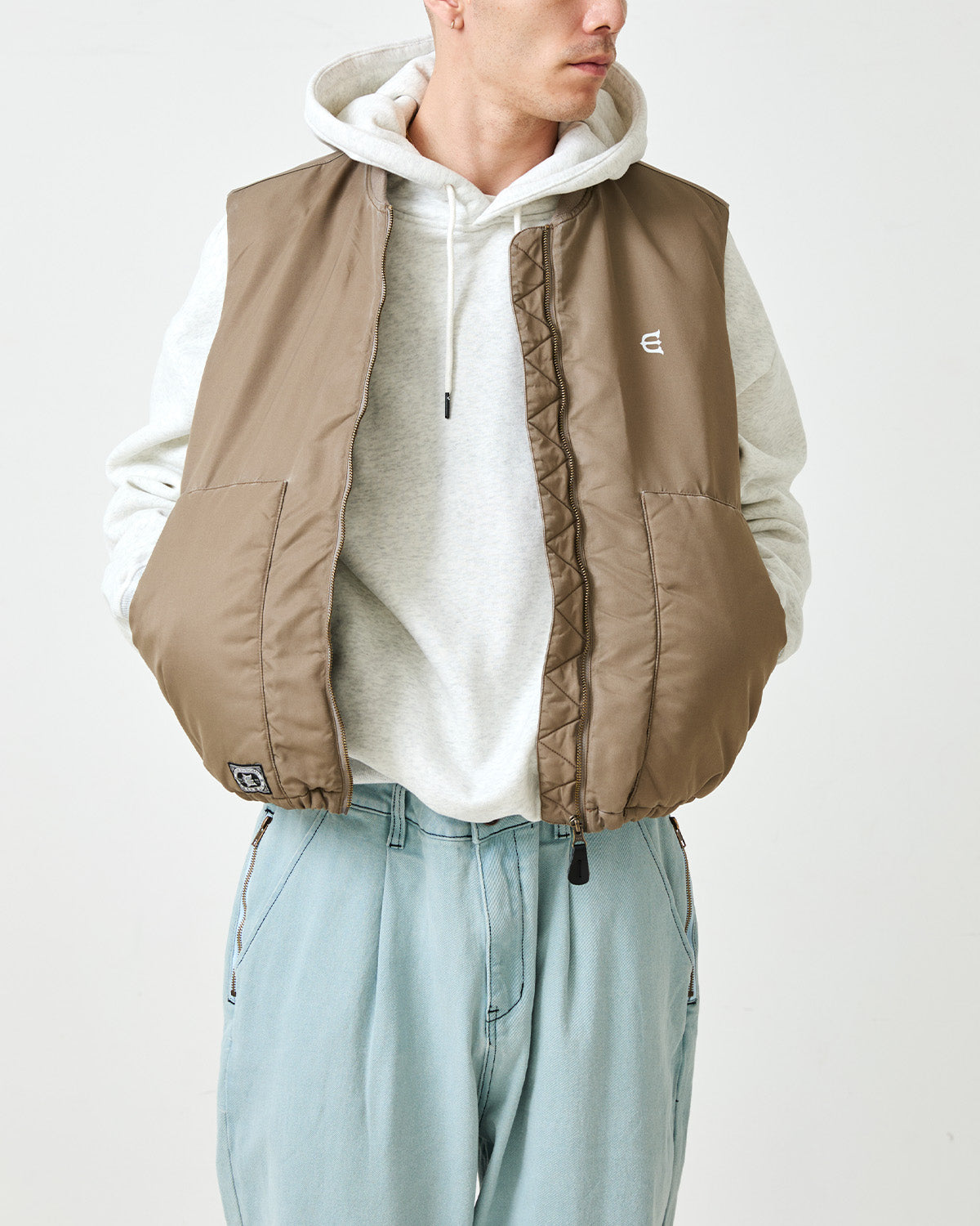 SMOKE VEST JACKET - BEIGE