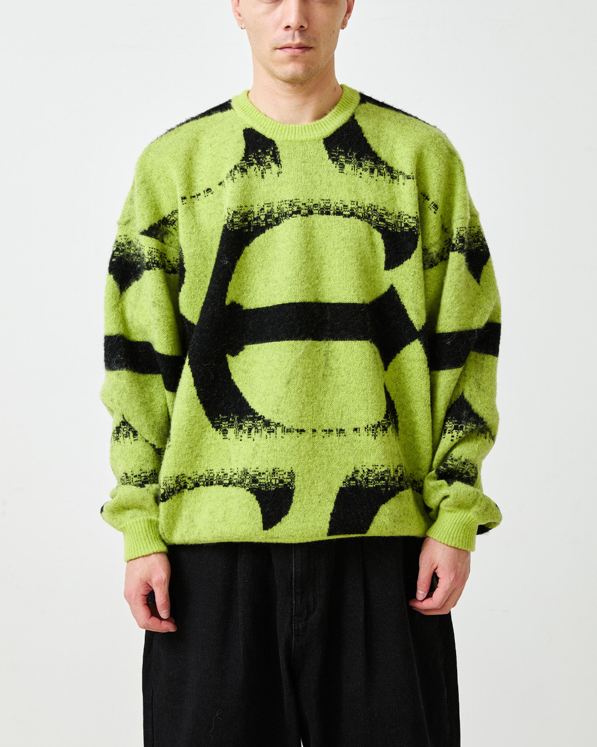 PATTERN MOHAIR KNIT - BLACK