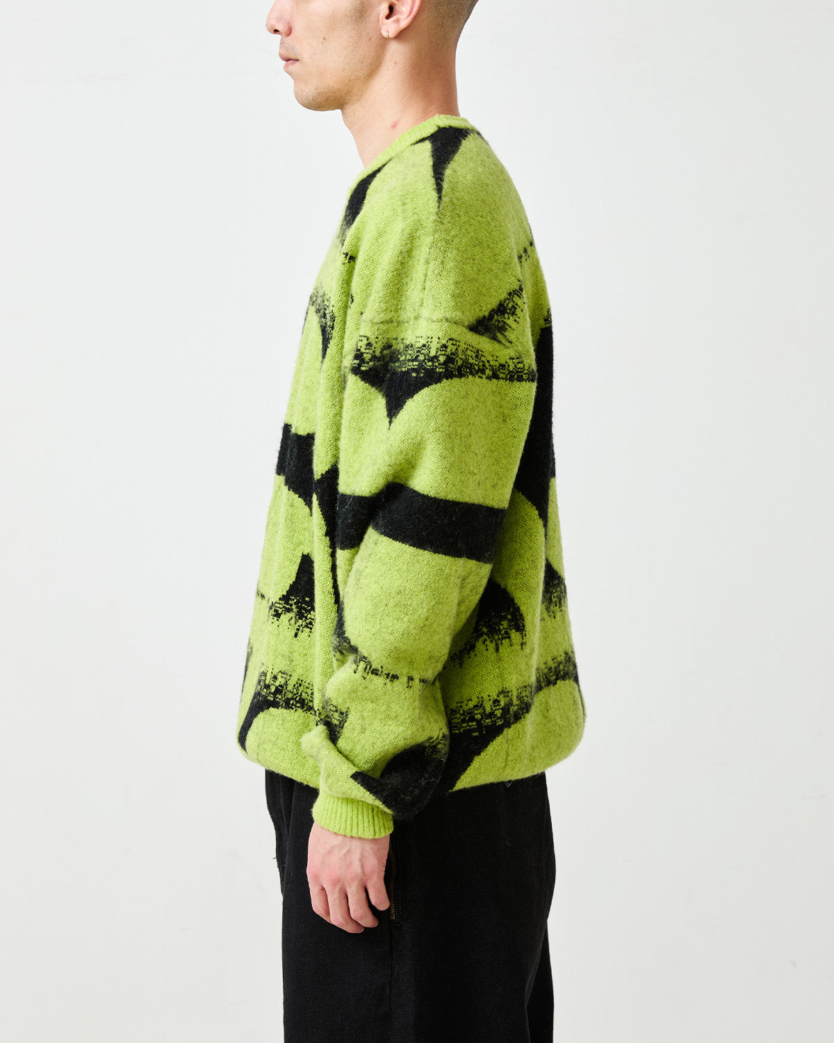 PATTERN MOHAIR KNIT - BLACK