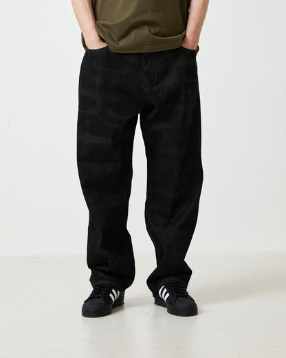 PATTERN DENIM PANTS - BLACK